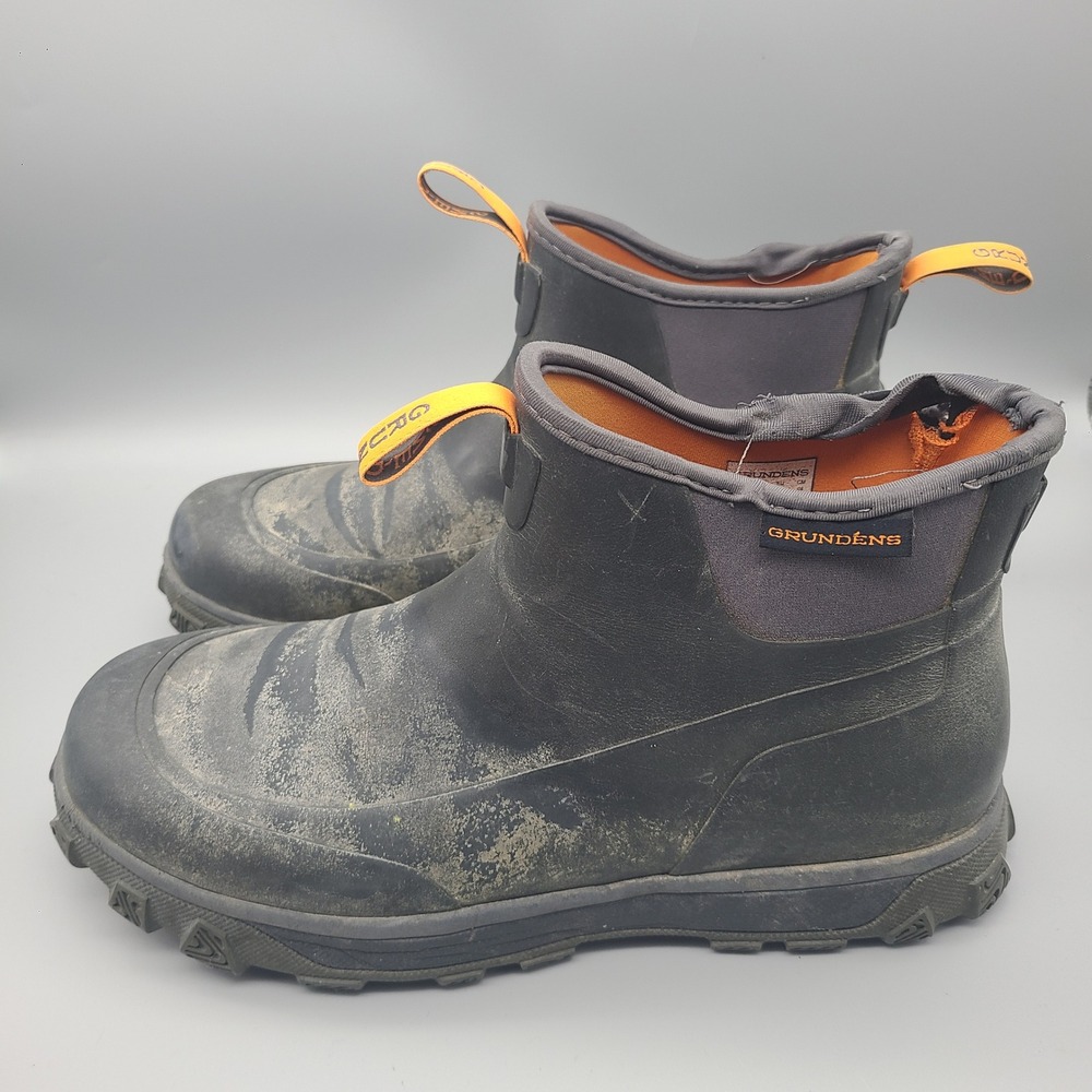 Grundens Deviation Ankle Boots Mens 11 Black Orange Deck Fishing 60015-025